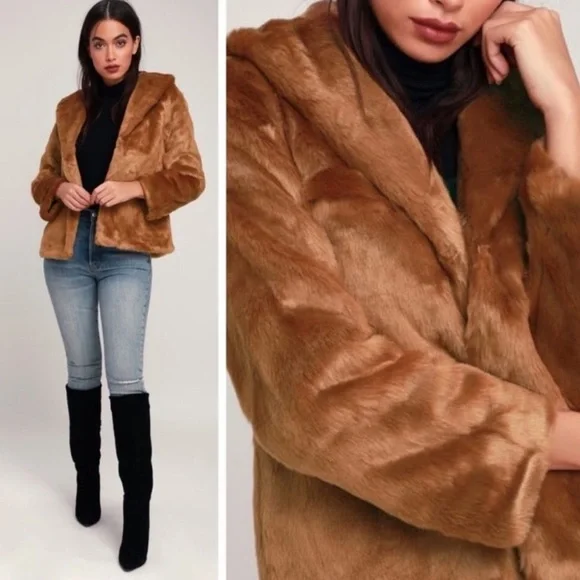 051 NWT Lulus Amuse Society Fur Ever Mine Jacket xs - Picture 3 of 6